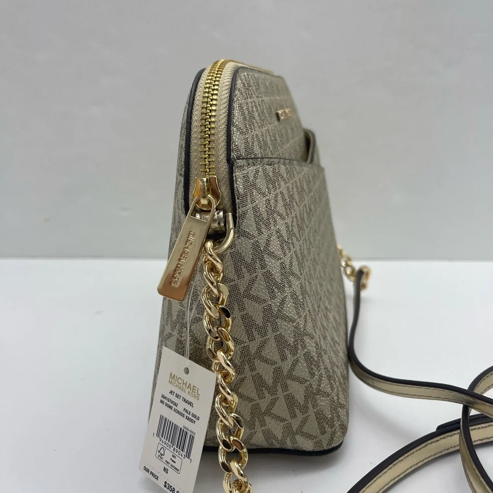 Michael Kors Jet Set Travel Signature Md Dome Crossbody  XCROSS XBODY Pale Gold